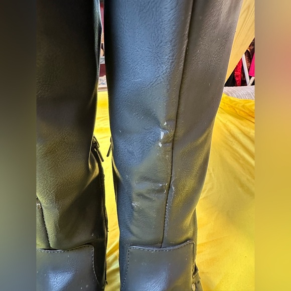 Rampage Black Knee High Riding Boots Women’s 8M Faux Leather Side Zip Straps - Picture 11 of 13